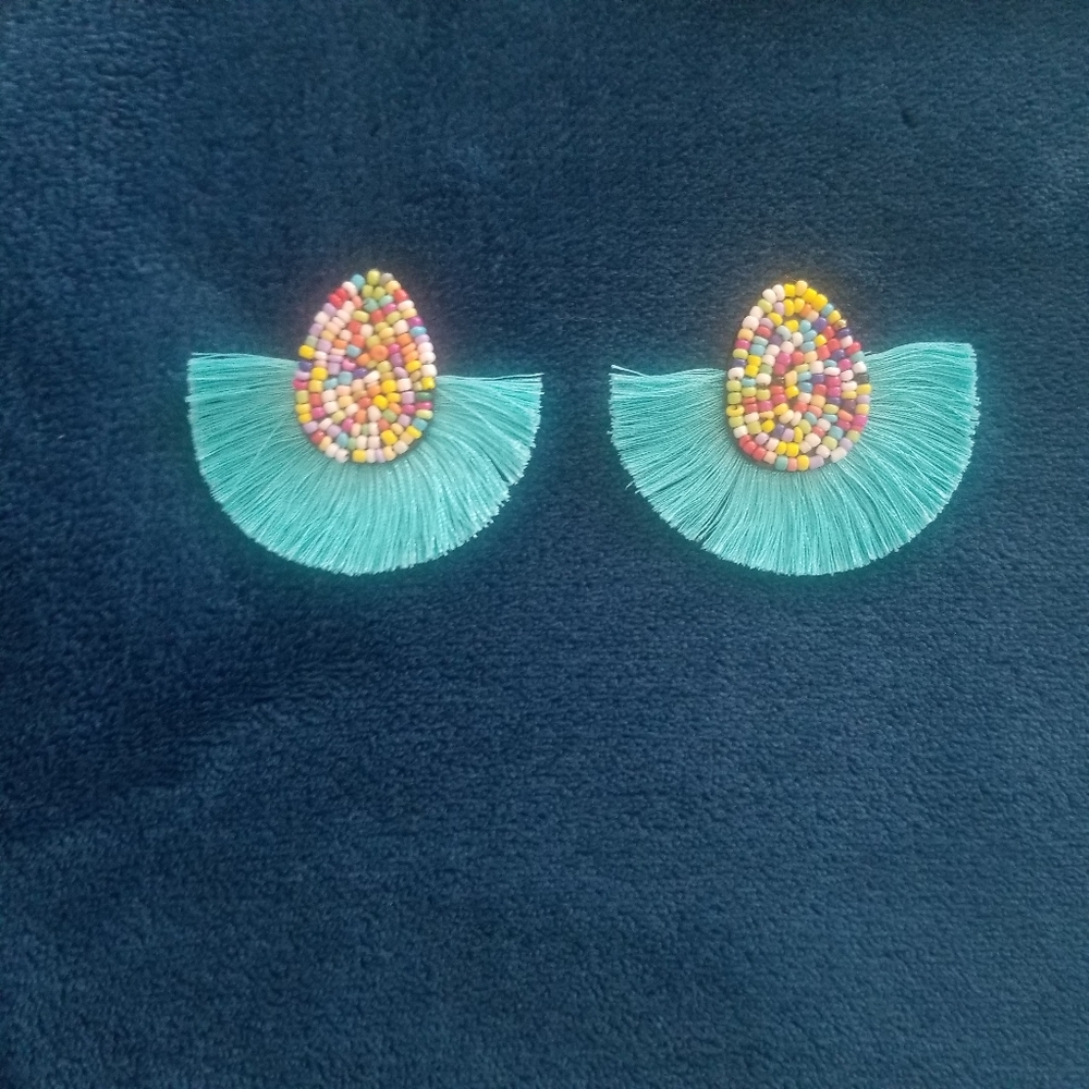 Turquoise  Fringe Earrings